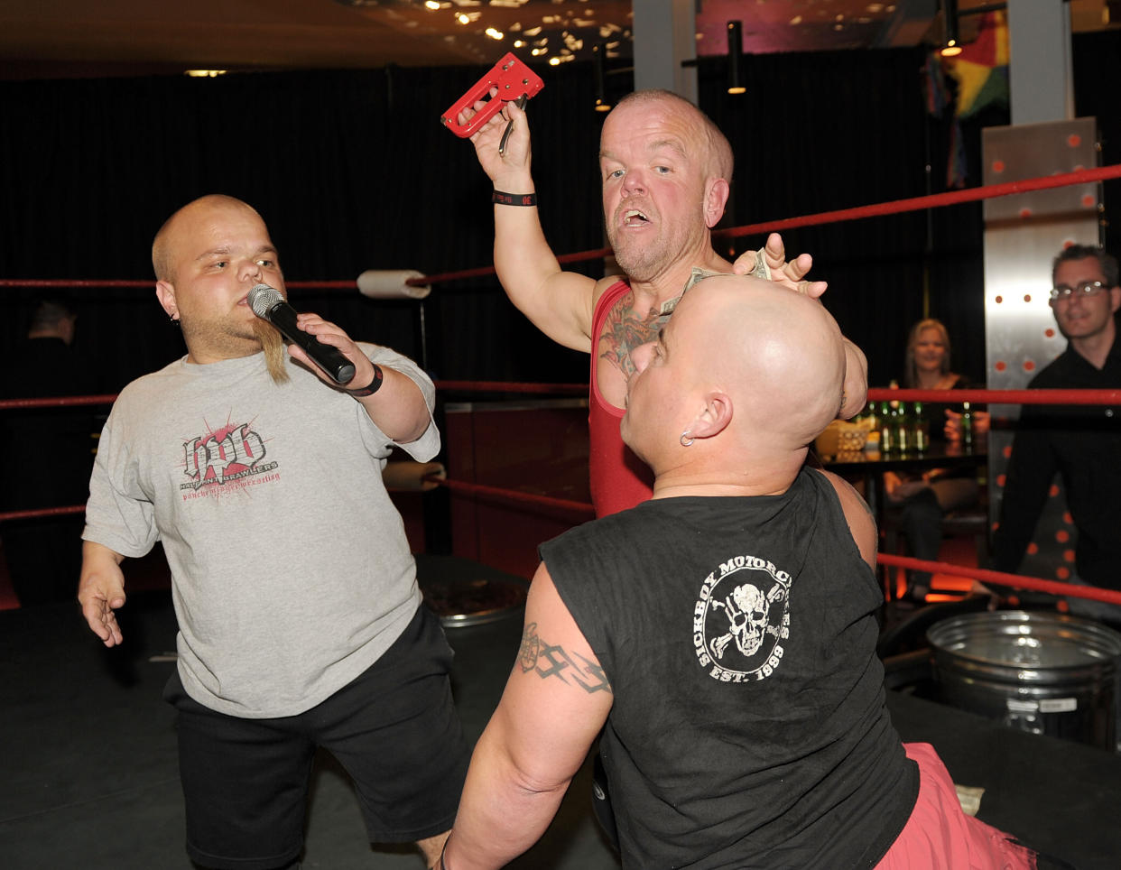 Half Pint Brawlers wrestle at Tacos & Tequila at the Luxor on May 5, 2011 in Las Vegas, Nevada. (Photo by Denise Truscello/WireImage)