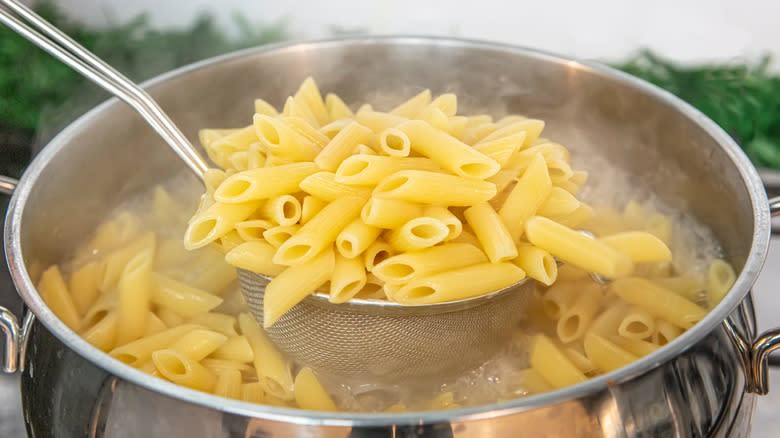 Pasta boiling in water