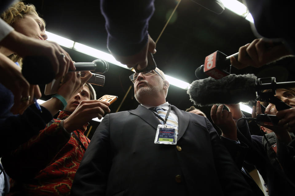 Sen. Bernie Sanders' campaign manager Jeff Weaver, speaks to the members of the media in the spin room after the Brown & Black Forum, Monday, Jan. 11, 2016, in Des Moines, Iowa. (Photo: Andrew Harnik/AP)