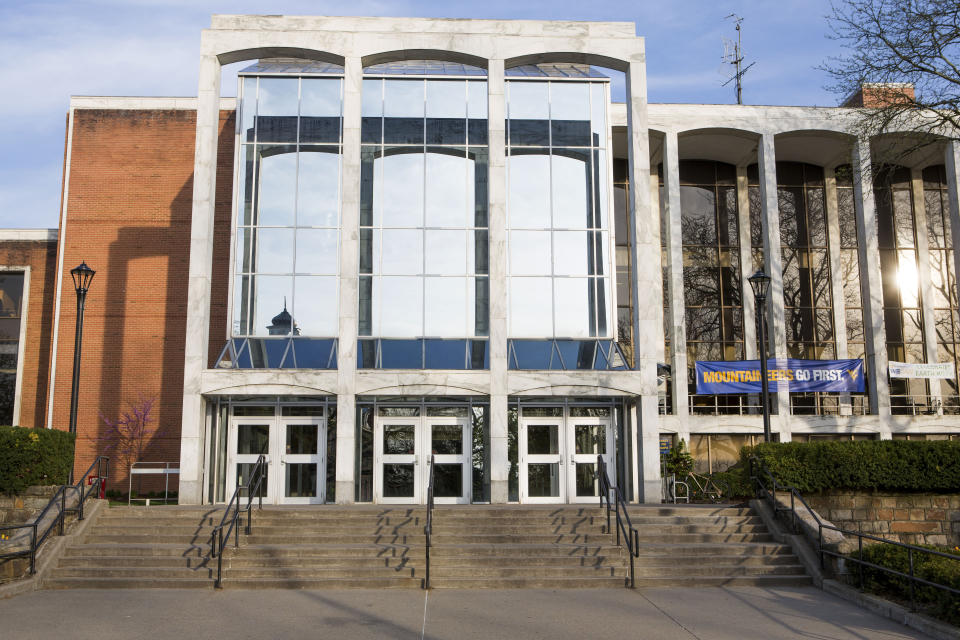 This April, 24, 2015 file photo shows Mountainlair Student Union on West Virginia University downtown campus in Morgantown, W.Va. West Virginia University officials announced Wednesday, June 3, 2020, that fall classes will start on Aug. 19. Students, faculty and staff must be tested for the coronavirus before they can return to campus. (AP Photo/Raymond Thompson, file)