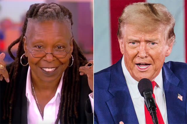 <p>ABC; Daniel Steinle/Bloomberg via Getty</p> Whoopi Goldberg on 'The View' ; Donald Trump