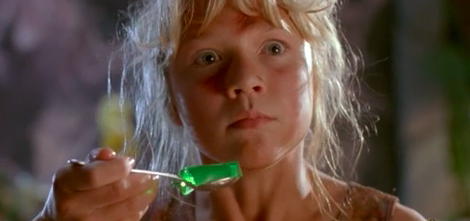 Lex from "Jurassic Park" about to eat jello