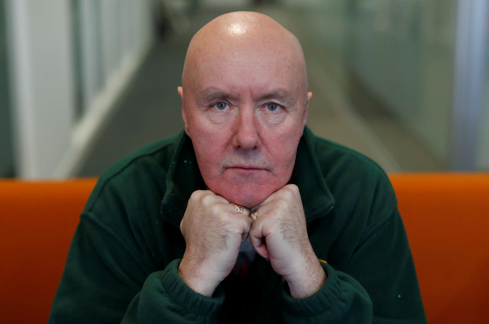 Scottish author Irvine Welsh poses for a photograph during an interview with Reuters ahead of the premiere of the film 