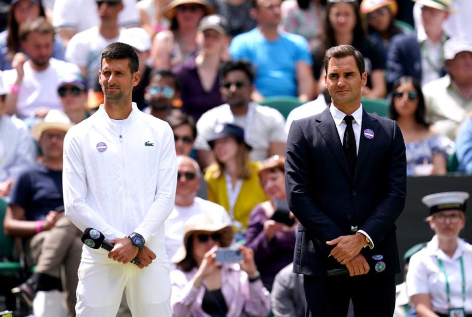 Former Wimbledon champions Novak Djokovic (left) and Roger Federer (John Walton/PA) (PA Wire)