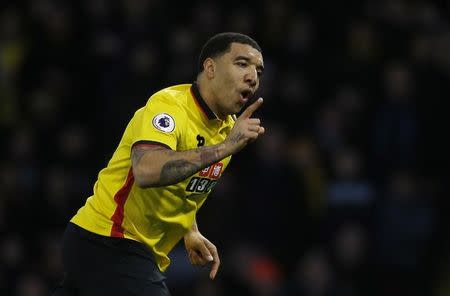 Britain Football Soccer - Watford v West Ham United - Premier League - Vicarage Road - 25/2/17 Watford's Troy Deeney celebrates scoring their first goal Action Images via Reuters / Andrew Couldridge