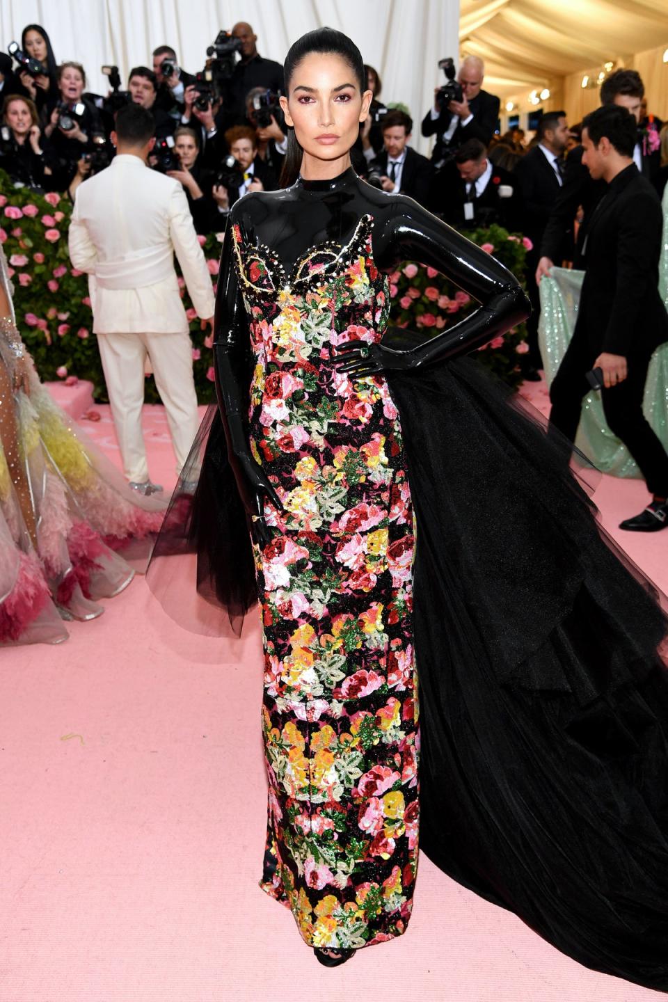 Lily Aldridge wearing Richard Quinn at the 2019 Met Gala (Getty Images for The Met Museum)