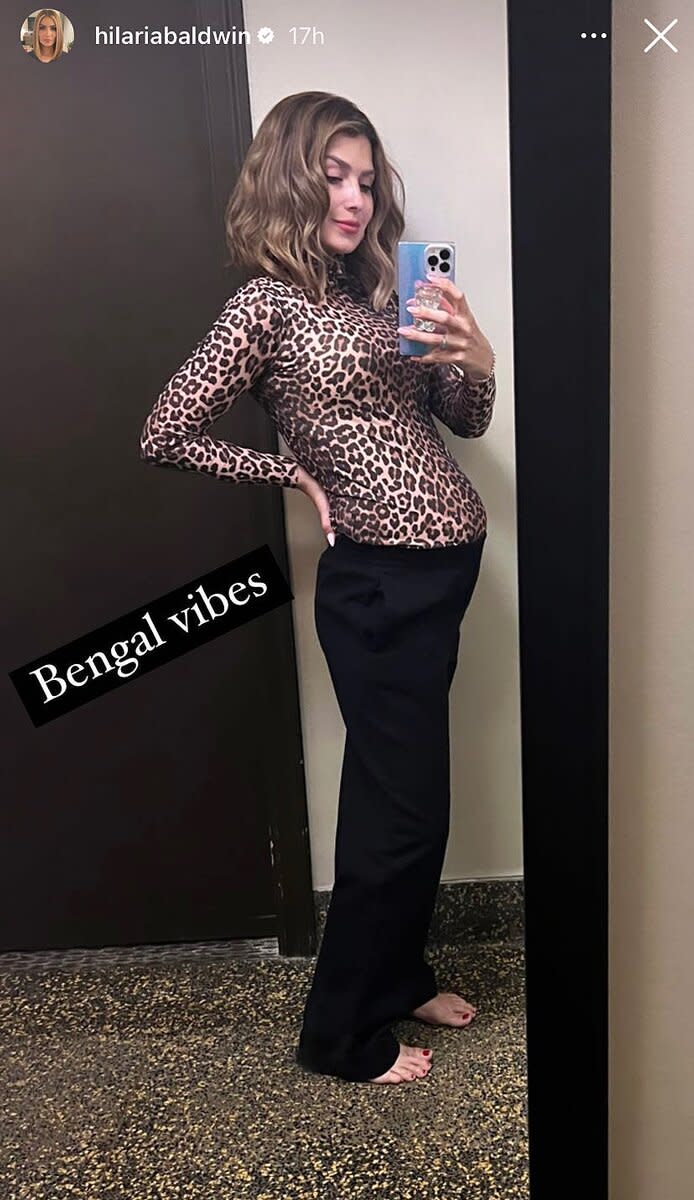 Hilaria Baldwin Shows Off 'Bengal Vibes' With Her Bump In New Photo