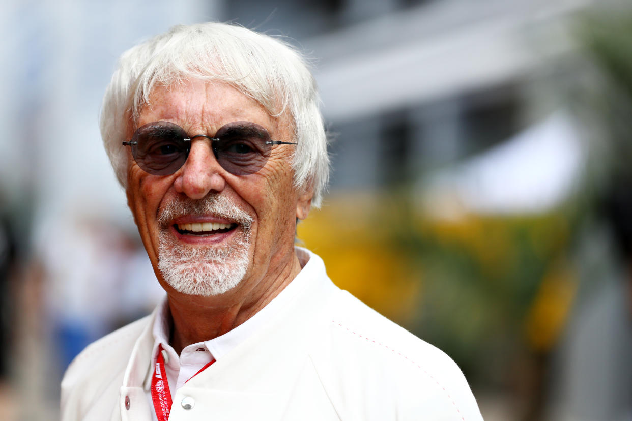 SOCHI, RUSSIA - SEPTEMBER 28: Bernie Ecclestone, Chairman Emeritus of the Formula One Group, looks on in the Paddock before final practice for the F1 Grand Prix of Russia at Sochi Autodrom on September 28, 2019 in Sochi, Russia. (Photo by Mark Thompson/Getty Images)