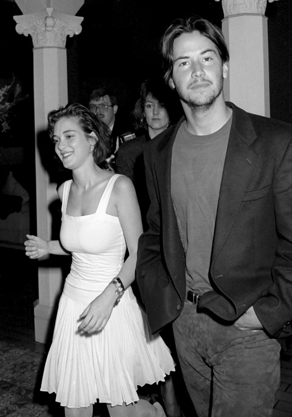 HOLLYWOOD, CA - MARCH 25: Winona Ryder and Keanu Reeves attend Fourth Annual Independent Spirit Awards on March 25, 1989 at the Hollywood Roosevelt Hotel in Hollywood, California. (Photo by Ron Galella/Ron Galella Collection via Getty Images)