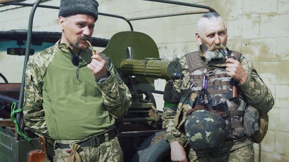 Ukrainian volunteers seen with a Maxim machine gun chambered in 7.62x54mmR just months after Russia launched its all-out invasion in 2022. The Maxim is a Pre-World War I design. Youtube via Public Zaporozhye