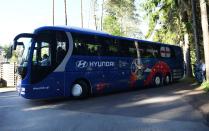 <p>The team bus parked up at the Repino hotel. </p>