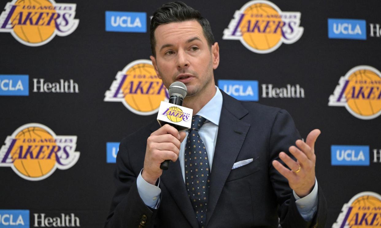 <span>JJ Redick was introduced as the new Lakers coach on Monday.</span><span>Photograph: Jayne Kamin-Oncea/USA Today Sports</span>
