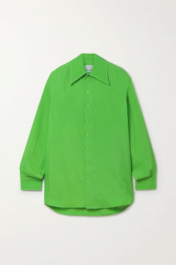 <p>Christopher John Rogers Oversized Twill Shirt, $412.50 (was $425), <a href="https://rstyle.me/+vnsoB1YuC2MJFL3ep95zEA" rel="nofollow noopener" target="_blank" data-ylk="slk:available here;elm:context_link;itc:0;sec:content-canvas" class="link ">available here</a> (sizes XS-XL).</p>