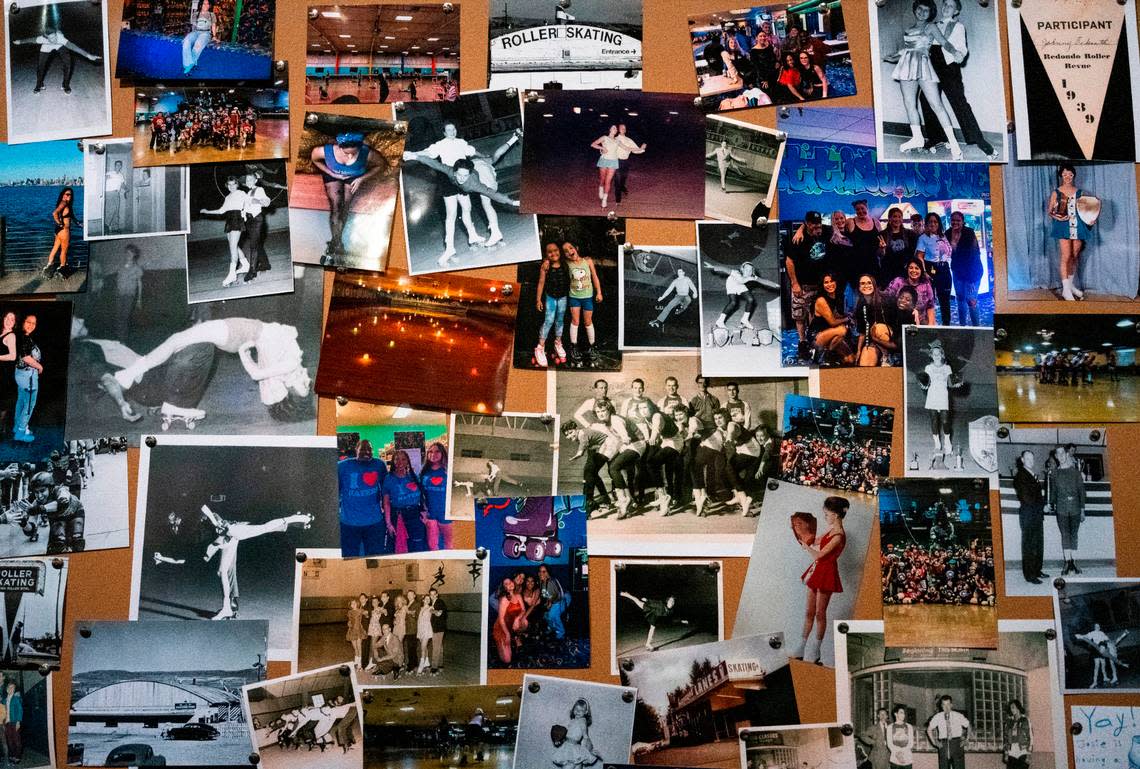 Photos of local Washington and Tacoma skaters are on display as part of the Washington State History Museum’s new exhibition, “Skate: rinks, derbies and discos in Washington skate history,” which is now open to the public through August 2023 in Tacoma, Wash. on Feb. 16, 2023. The exhibition features various eras of skating and photos, skates, clothing and more from local community members that were a part of the skating community.  