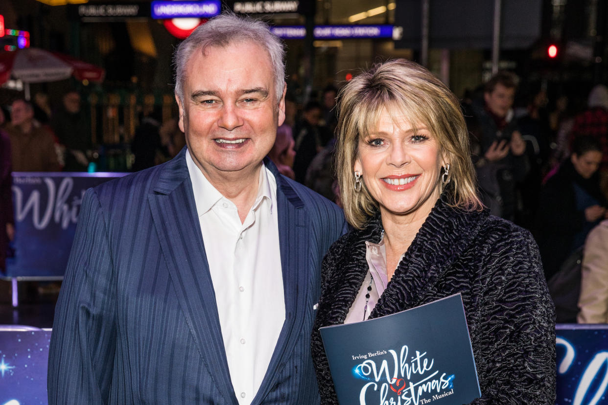 LONDON, UNITED KINGDOM, NOVEMBER 25, 2019: Eamonn Holmes and Ruth Langsford attend the White Christmas Musical press night at the Dominion Theatre.- PHOTOGRAPH BY Phil Lewis / Echoes Wire/ Barcroft Media (Photo credit should read Phil Lewis / Echoes Wire / Barcroft Media via Getty Images)