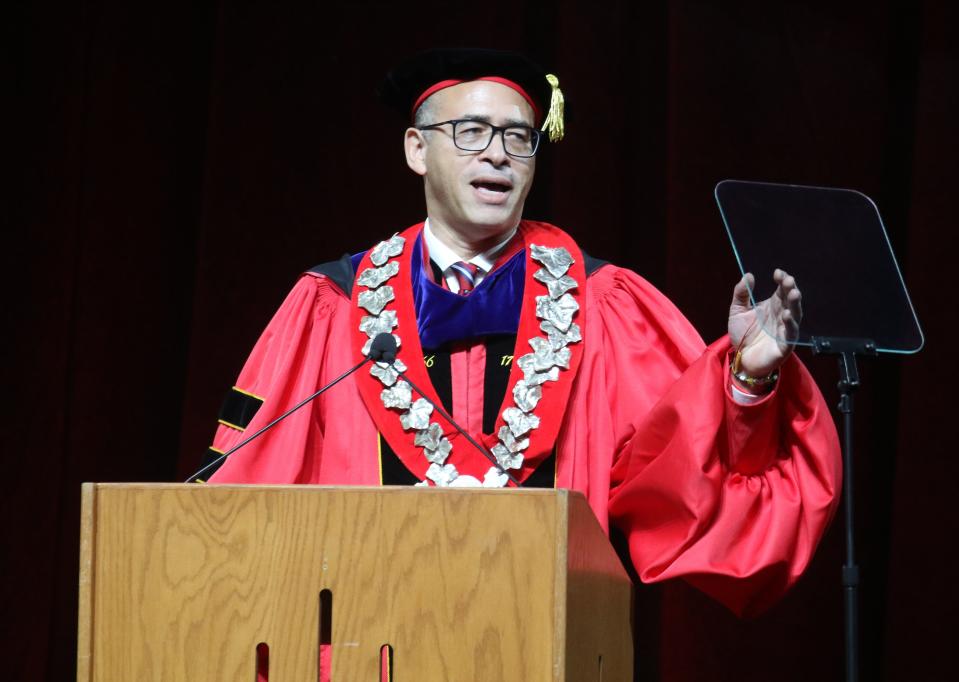 Rutgers celebrates the inauguration of the first African American president, Jonathan Scott Holloway as the 21st President of Rutgers at the Rutgers Athletic Center in Piscataway, NJ on November 5, 2021.