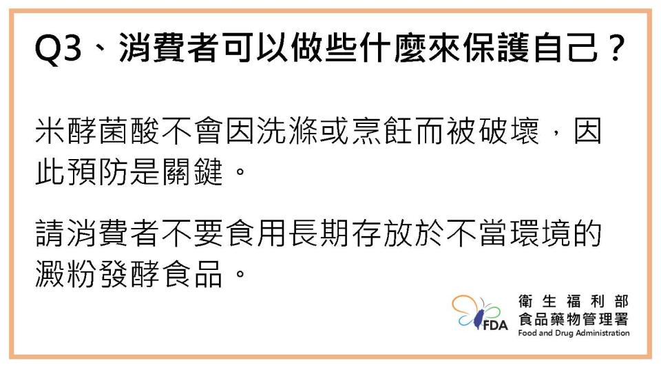 邦克列酸（原稱米酵菌酸）Q&A。（圖卡來源／衛生福利部食品藥物管理署）