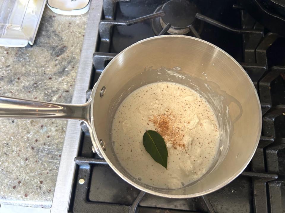 Making cheese sauce for Gordon Ramsay's 10-minute omelette