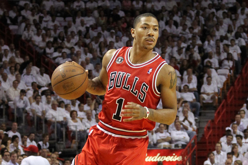 Derrick Rose。（Photo by Mike Ehrmann/Getty Images）