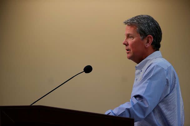 PHOTO: Georgia Gov. Brian Kemp speaks to the media during a press conference at the Georgia State Capitol, April 27, 2020, in Atlanta, Ga. (Kevin C. Cox/Getty Images, FILE)