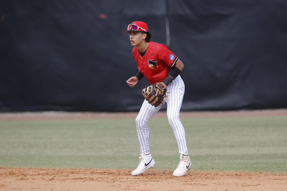 Barry's Freddy Rodriguez competes against Catawba in Miami Shores on Feb. 3, 2024.