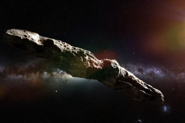 Oumuamua is an active comet, interstellar object  passing through the Solar System, unusual shaped asteroid