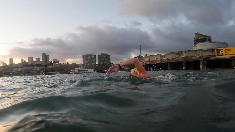 Members of the   South End Rowing Club regularly swim in the waters of San Francisco Bay.  / Credit: CBS News