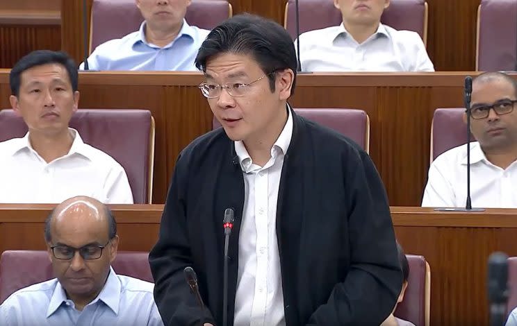 Minister for National Development Lawrence Wong speaking in Parliament on Monday (3 July). (PHOTO: YouTube screengrab)