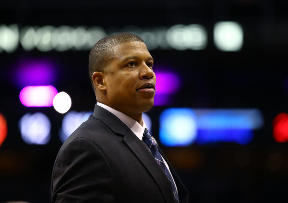 Nov 30, 2018; Phoenix, AZ, USA; Orlando Magic assistant coach Mike Batiste against the Phoenix Suns at Talking Stick Resort Arena. Mandatory Credit: Mark J. Rebilas-USA TODAY Sports