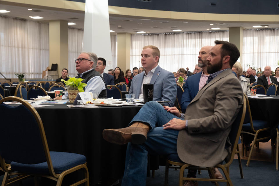 Members of the Amarillo City Council look on at the AEDC State of the Economy Tuesday at the Amarillo Civic Center.