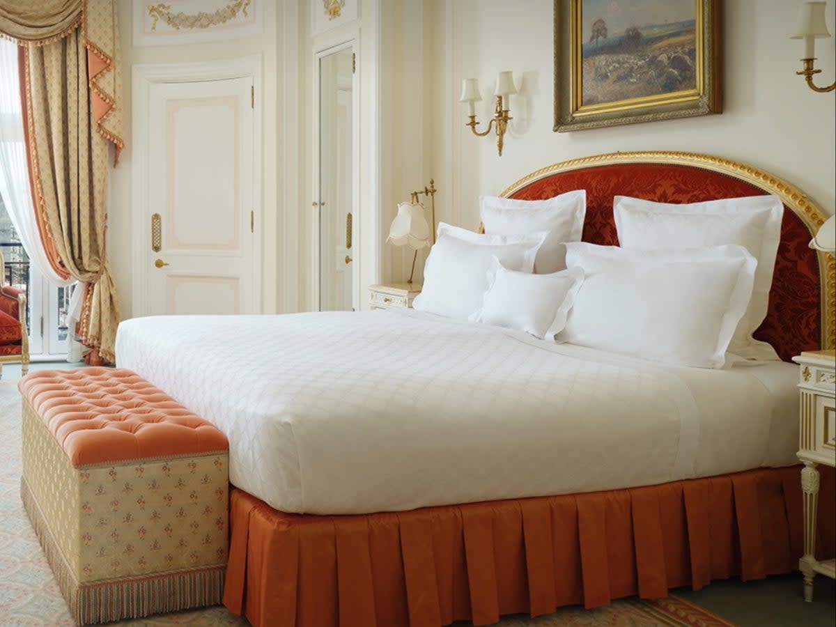 A room at The Ritz, London, where amenities include toilet paper and ‘a socket near the bed’ (The Ritz, London)