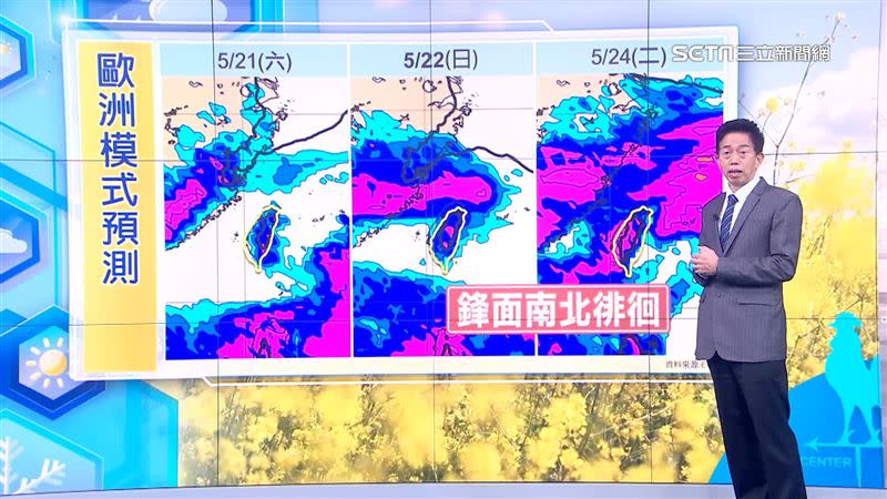 梅雨鋒面週日開始會在台灣南北徘徊。