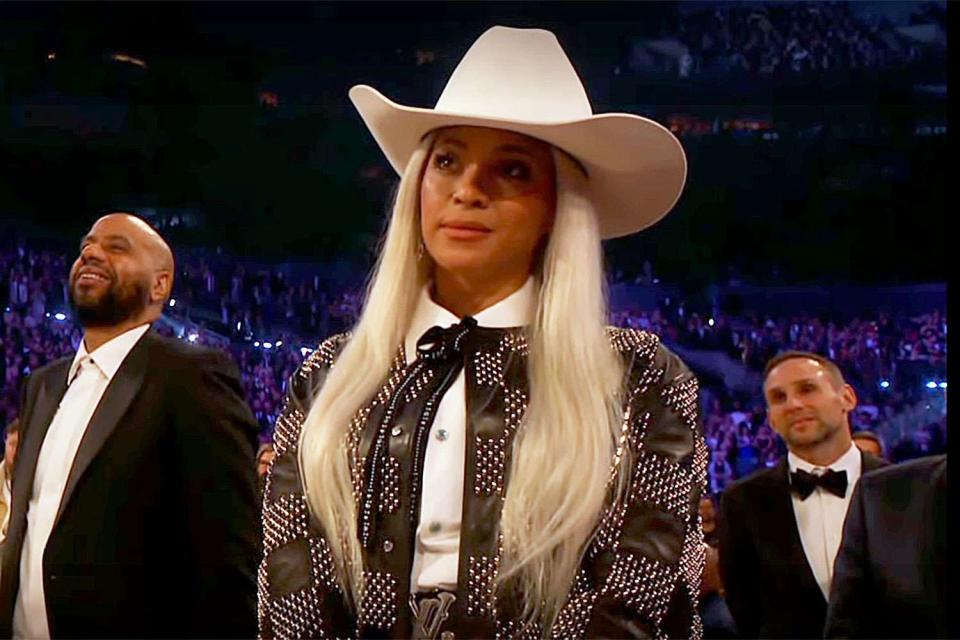 <p>CBS</p> Beyoncé at the 2024 Grammys