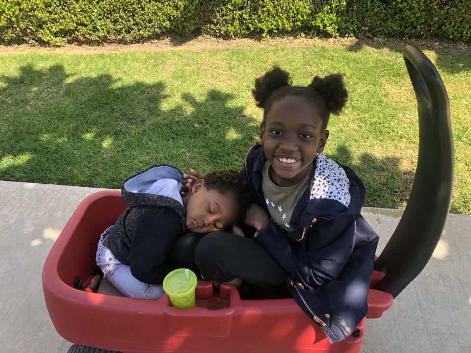 Al Toby is getting exercise and some quality family time thanks to regular wagon rides. (Photo: Al Toby)