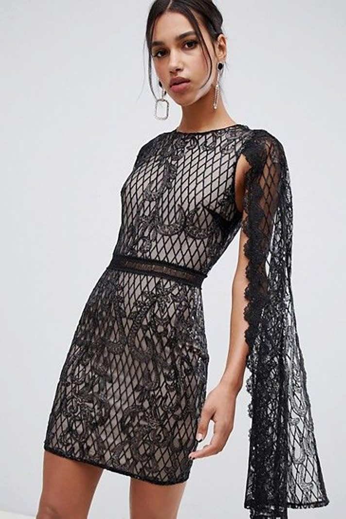 True Decadence Sequin Lace Pencil Dress