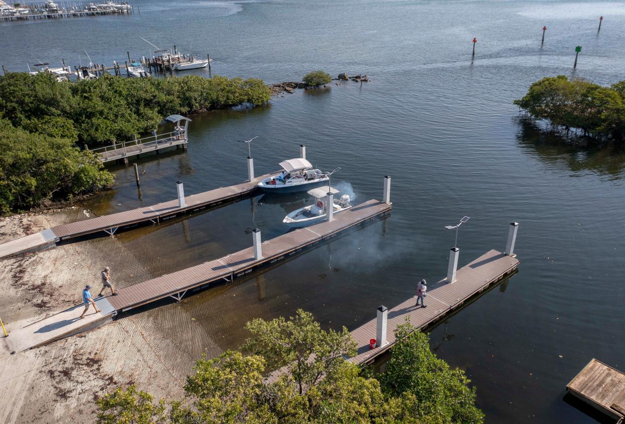 Non-charter boats get ready to leave the Harvey E. Oyer Jr. Park boat ramp in Boynton Beach, Florida on September 19, 2023.