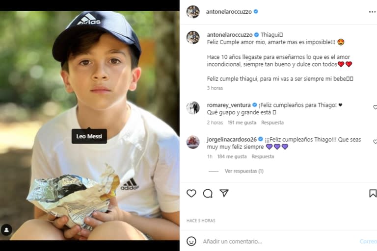 Antonela compartió una foto de Thiago y etiquetó a Lionel Messi en la publicación (Foto: Instagram @antonelaroccuzzo)