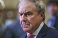 House Budget Committee Chairman John Yarmuth, D-Ky., pauses for reporters after meeting with the House Democratic Caucus and Biden administration officials to discuss progress on an infrastructure bill, at the Capitol in Washington, Tuesday, June 15, 2021. (AP Photo/J. Scott Applewhite)