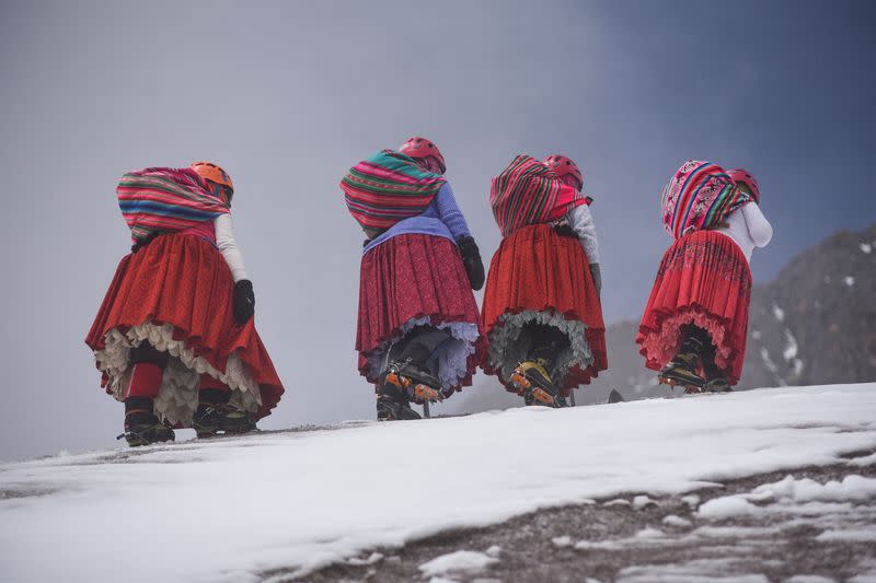 Bolivia's cholita climbers look to conquer their highest peak