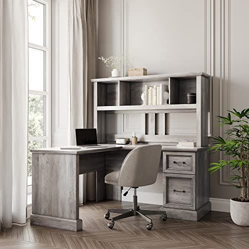 3) L-Shaped Desk with Hutch
