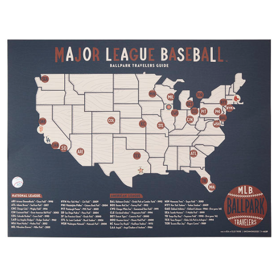 38) MLB Ballpark Traveler's Map