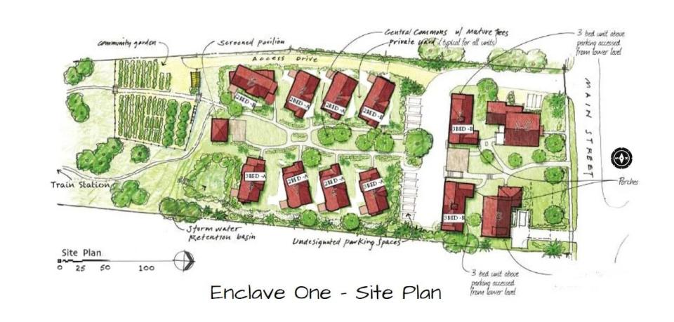 A rendering of part of the proposed Harbour Garden Village in Musquodoboit Harbour showing a12 unit "enclave" of detached bungalows