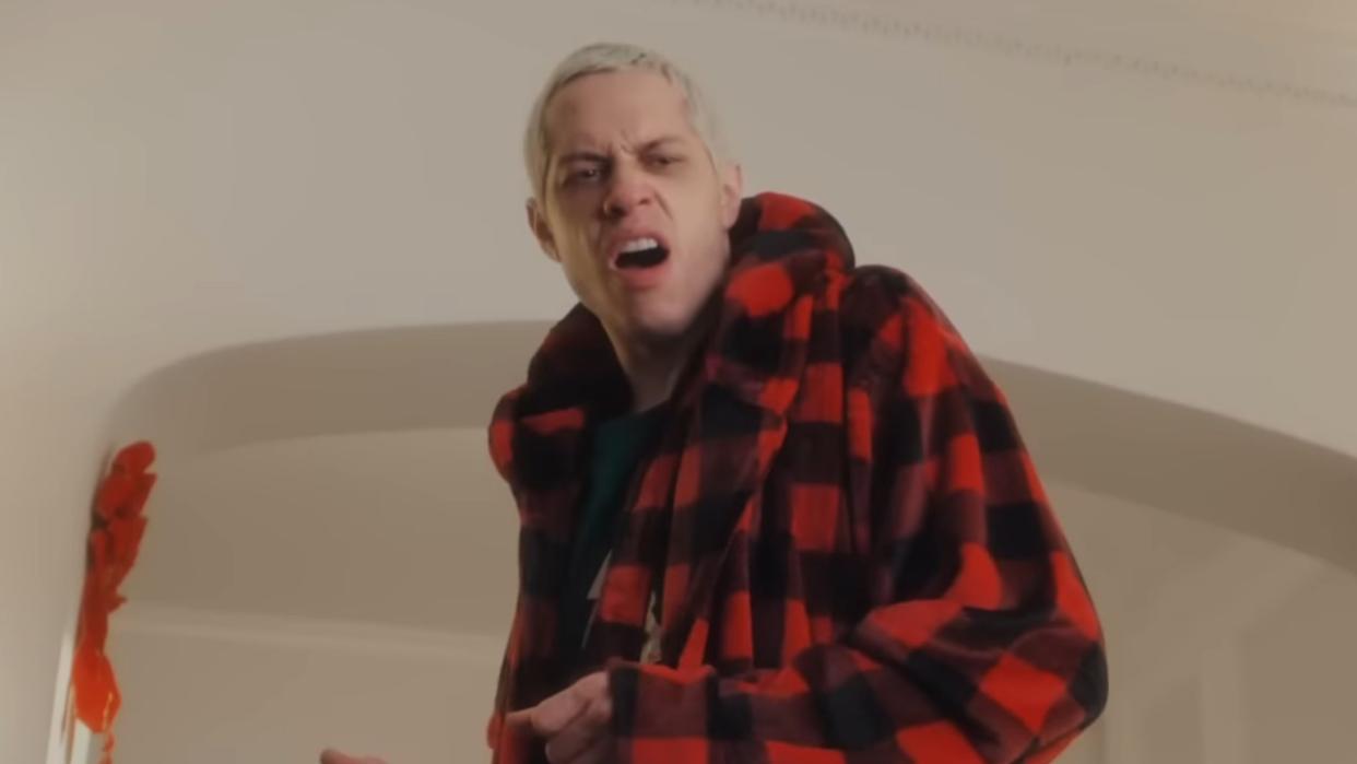  Pete Davidson in flannel pajamas in Manscaped commercial 