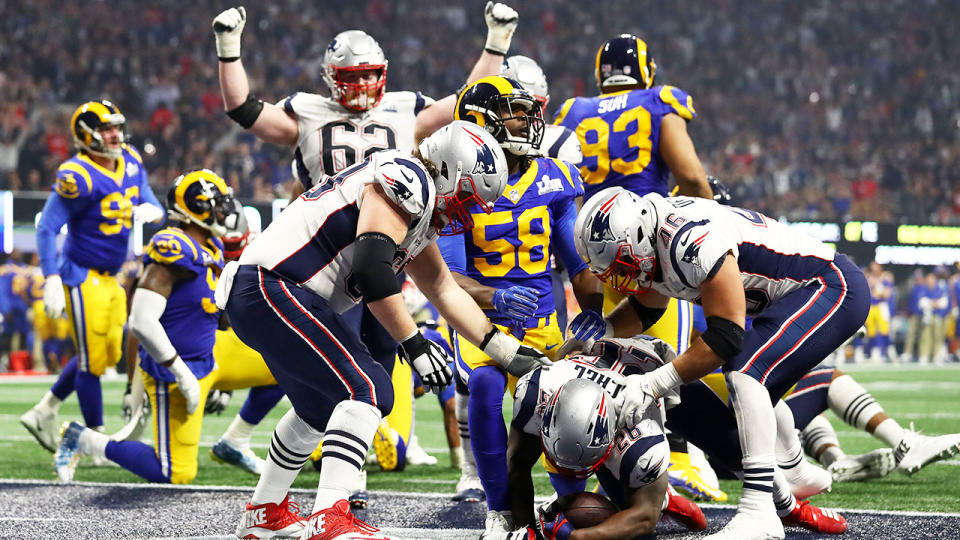 Sony Michel scores the touchdown. (Photo by Maddie Meyer/Getty Images)