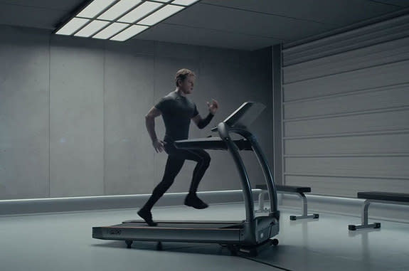 Matt Damon, as Ares III astronaut Mark Watney in "The Martian," wears Under Armour sportswear to train.