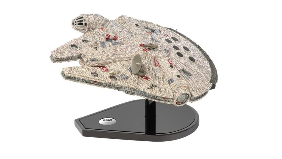 The limited edition Swarovski Crystal Millennium Falcon, encrusted with 25,000 crystals.