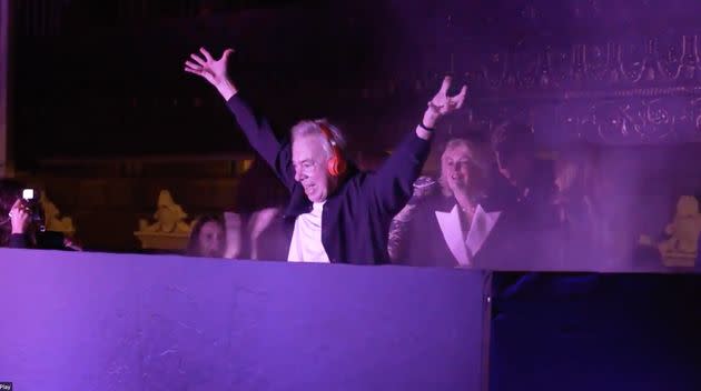 Andrew Lloyd Webber doing his DJ set in New York on Friday (Photo: Andrew Lloyd Webber/Twitter)