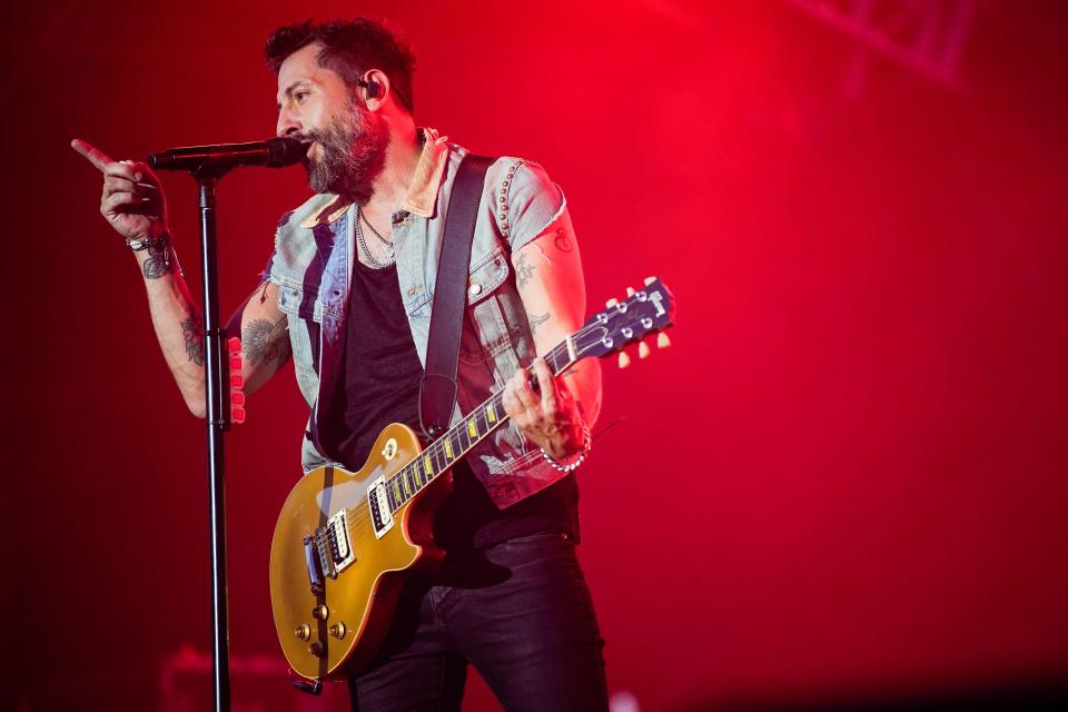 Matthew Ramsey of Old Dominion performs during the "Let Freedom Sing!" Music City July 4th event on lower Broadway in Nashville, Tenn., Monday, July 4, 2022.