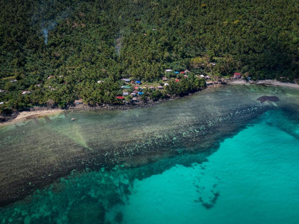 An aerial shot of the oil slick on the coast of Pola, Oriental Mindoro, on March 8.