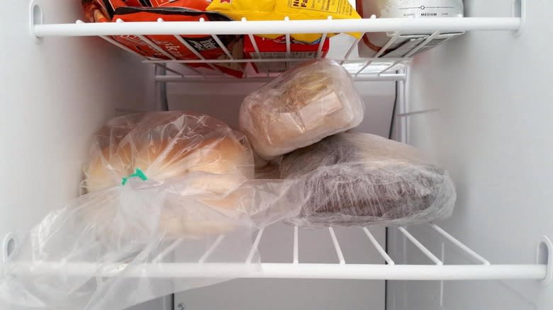 Bread in a freezer